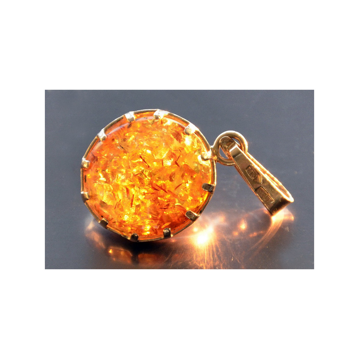 "14K 585 Pendentif Ambre Or Rose Vintage d'Authenticité" vpab001